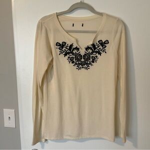 DKNY Long Sleeve Tee with Black Velvet Detail